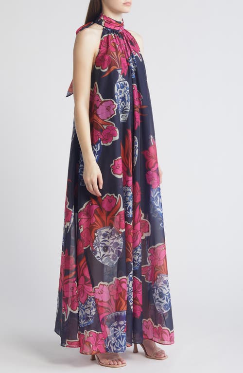 Ted Baker London Kinosei Floral Organza Maxi Dress In Dark Blue