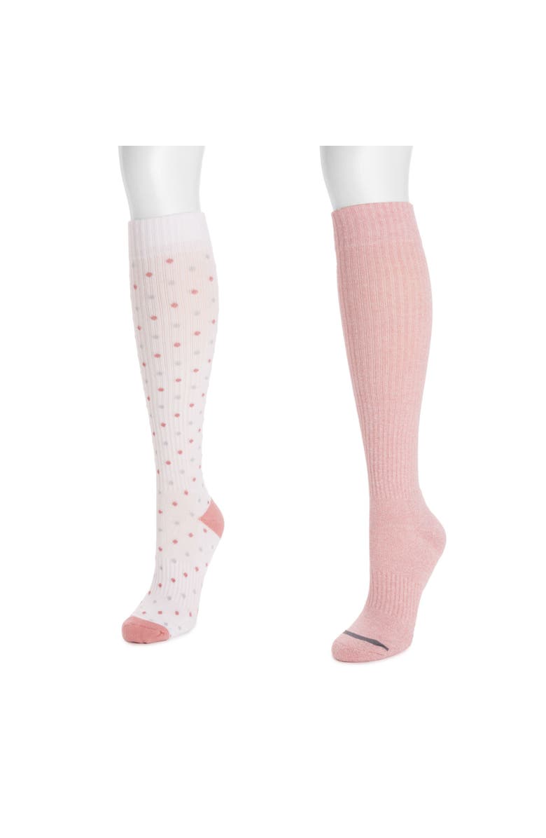 MUK LUKS Cotton Compression Knee-High Socks 2 Pair Pack, Alternate, color, Blush