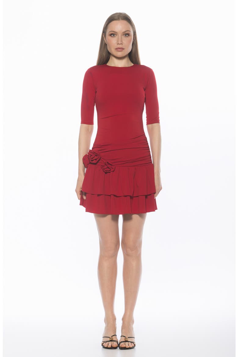 Mars Tiered Minidress, Alternate, color, BURGUNDY