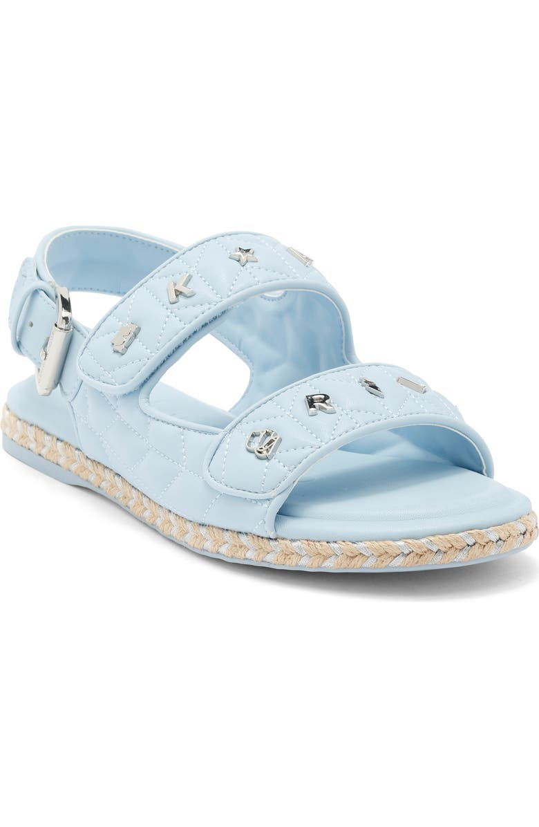 KARL LAGERFELD PARIS Charlay Studded Ankle Strap Sandal, Main, color, Light Blue