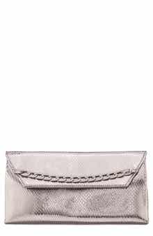 Nina Metallic Snake Embossed Flap Bag