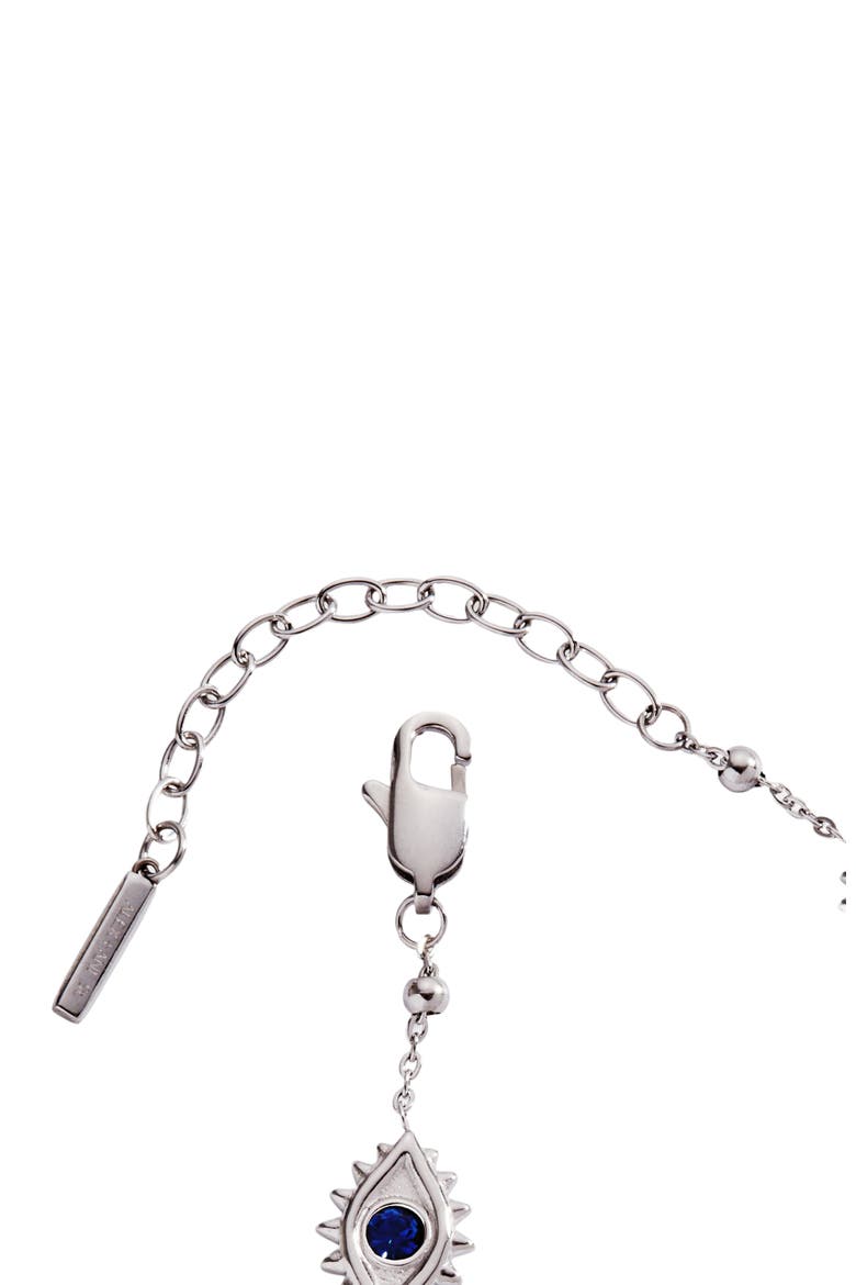 Evil Eye Crystal Stone Chain Bracelet, Alternate, color, Silver