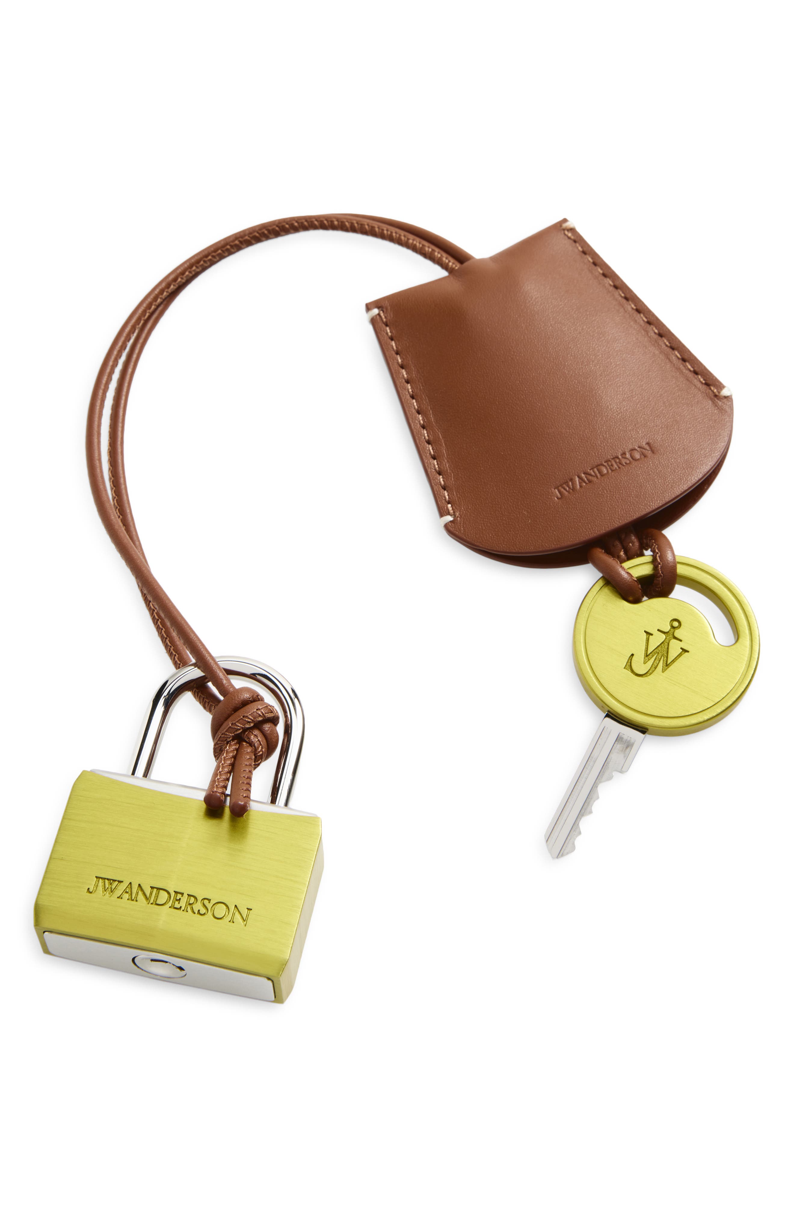 JW Anderson Padlock Bag Charm, Main, color, Yellow