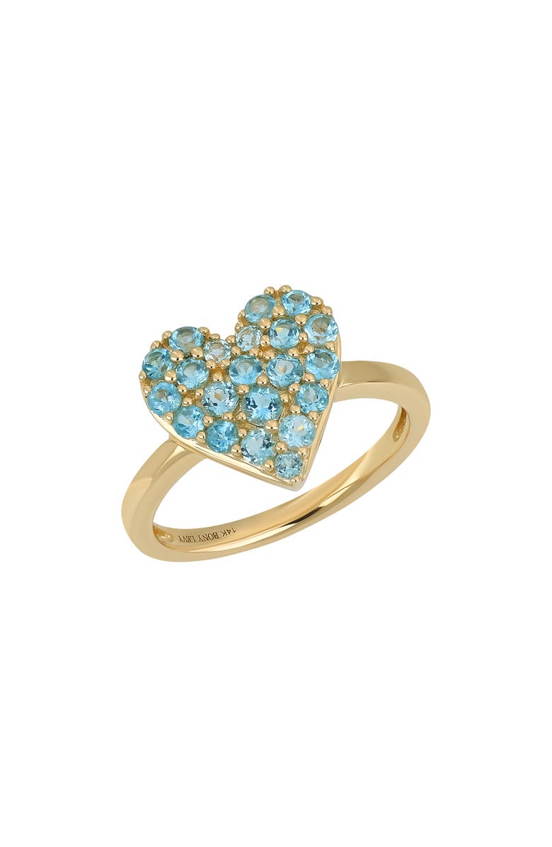 Bony Levy 14K Gold Blue Topaz Heart Ring, Main, color, 