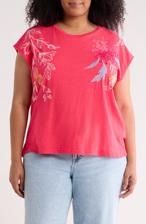 Floral Embroidered Cotton Tank (Plus)