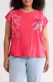 T Tahari Floral Embroidered Cotton Tank