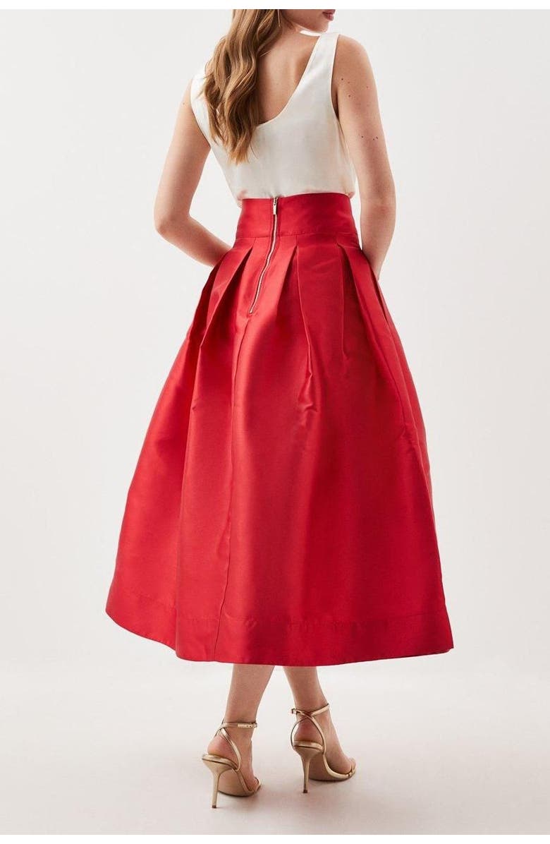 Karen Millen Twill Woven Prom Maxi Skirt, Alternate, color, Red