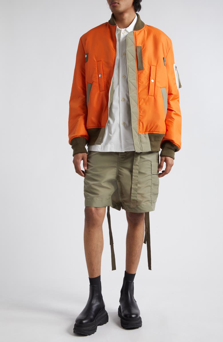 Sacai Tie Detail Nylon Cargo Shorts | Nordstrom