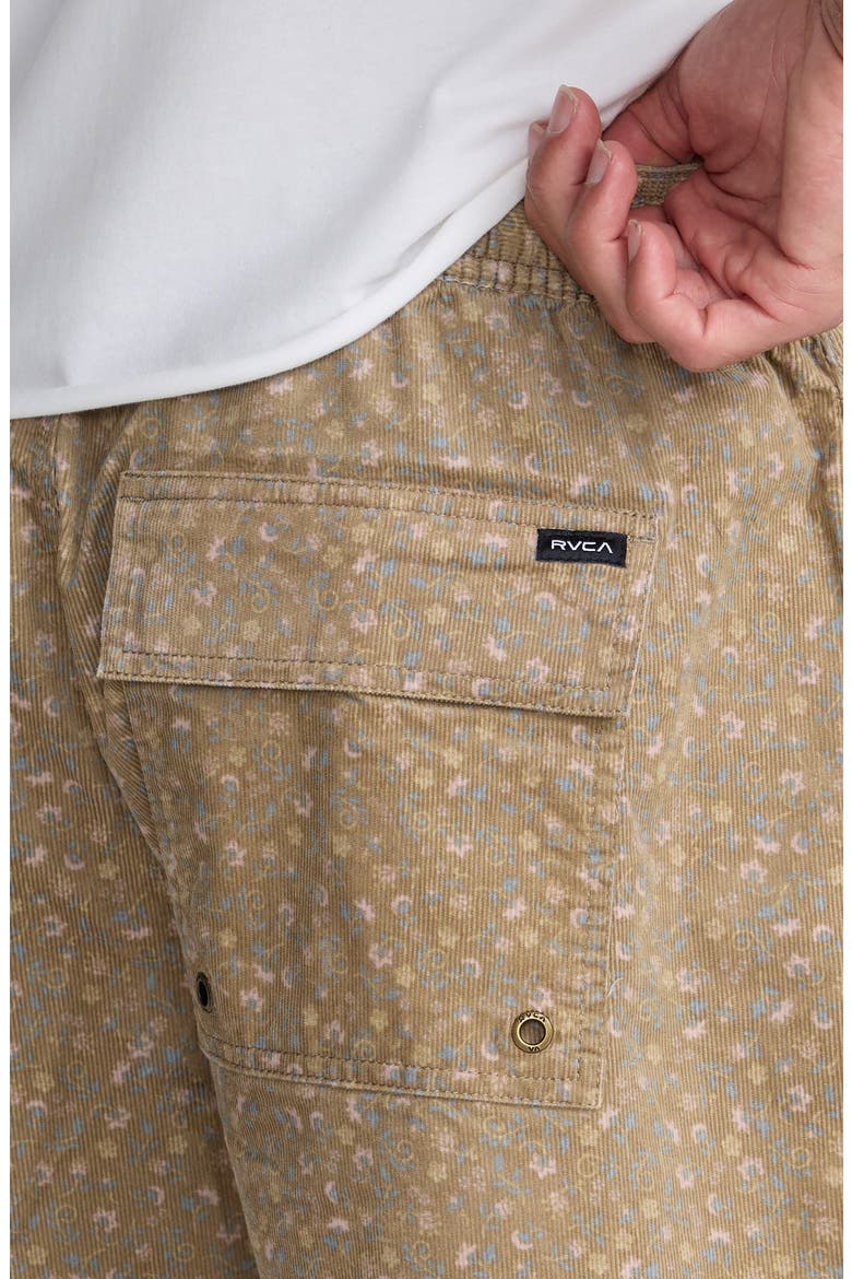 Escape Elastic Cord II Floral Corduroy Shorts, Alternate, color, COYOTE