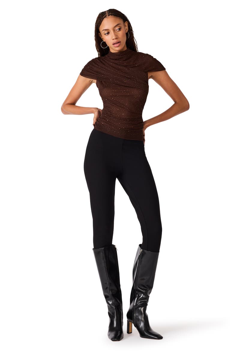 Evereth Embellished Drape Neck Top, Alternate, color, DARK TOFFEE