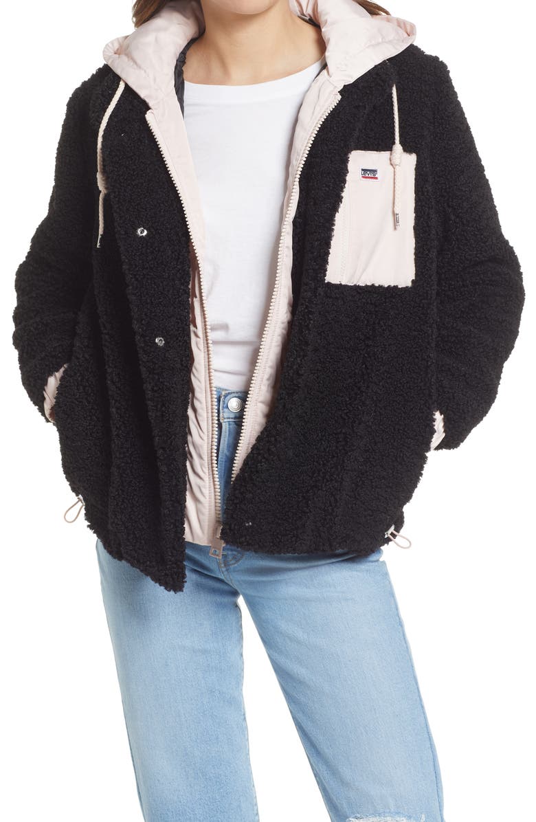 Levi's<sup>®</sup> High Pile Fleece Hooded Zip Jacket, Main, color, 