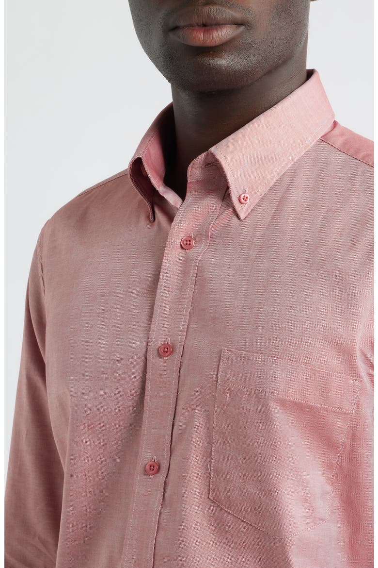 Regular Fit Red Cotton Button-Down Oxford Shirt, Alternate, color, RED