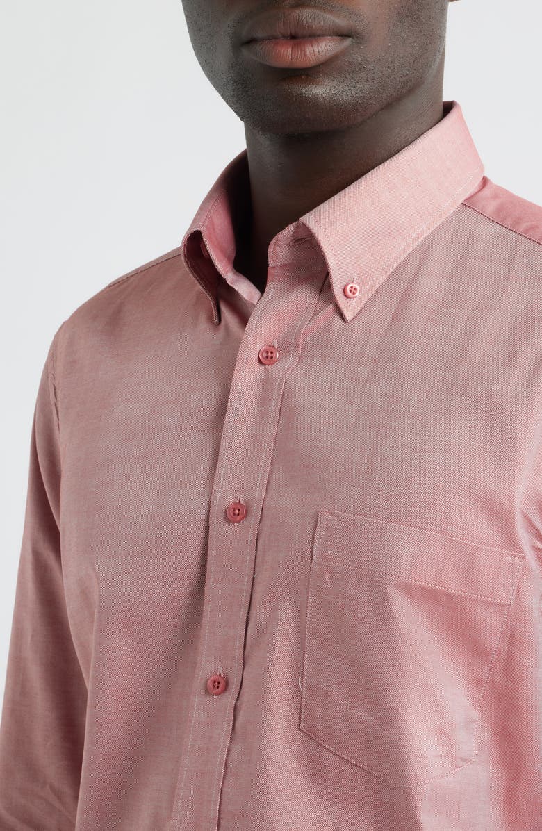 Roffe Accessories Eagle Regular Fit Red Cotton Button-Down Oxford Shirt, Alternate, color, Red