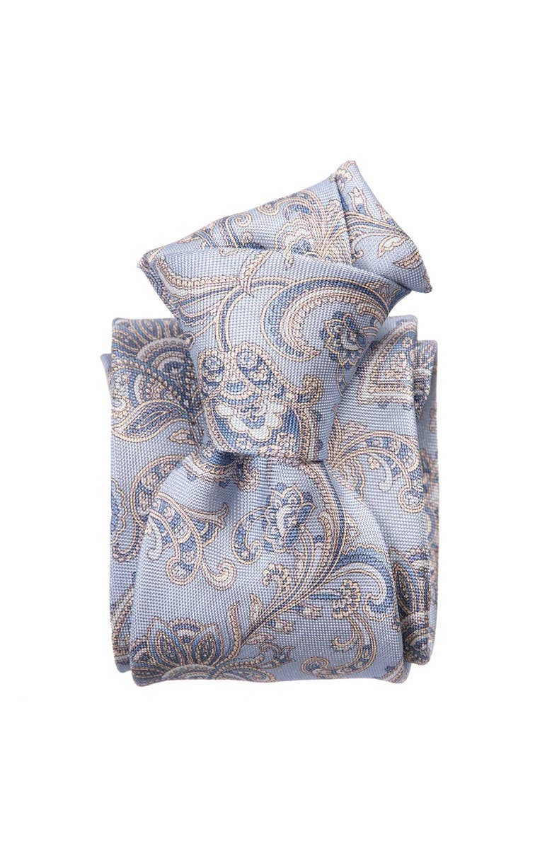 Elizabetta Novara - Extra Long Printed Silk Tie for Men, Alternate, color, Sky Blue