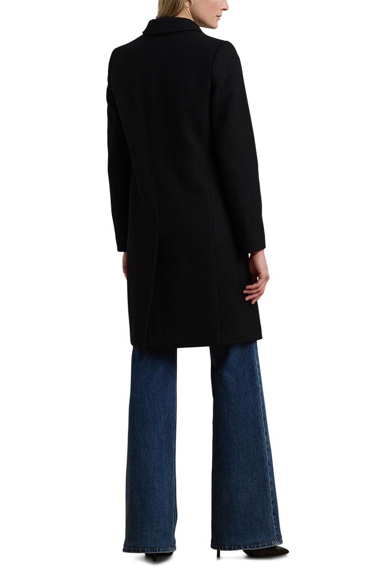 Longline Wool Blend Twill Coat, Alternate, color, BLACK