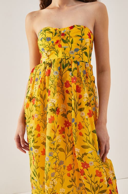 Rebecca Taylor Botanica Fleur Sweetheart Organza Dress In Dandelion Combo