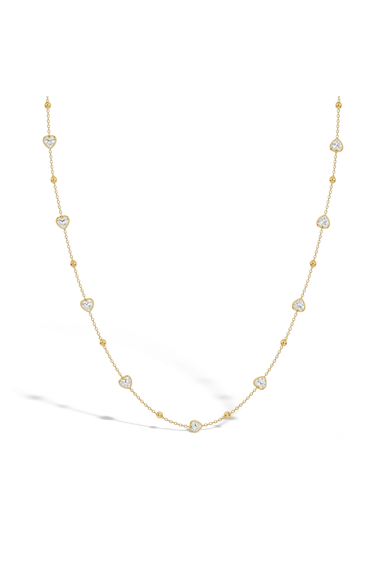 Polished Heart Station Plated Girls Necklace, Main, color, Gold