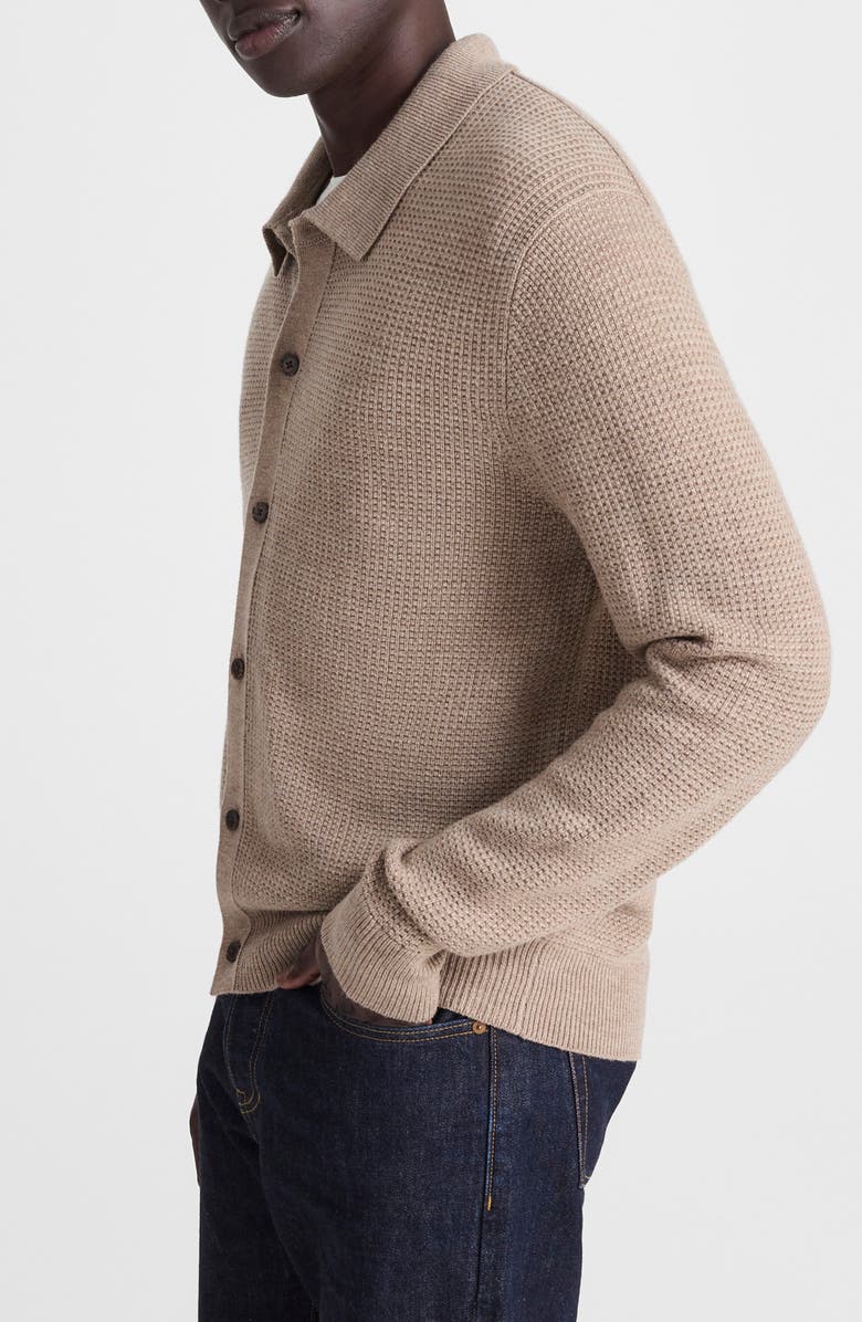 Madewell Merino Wool Collared Cardigan, Alternate, color, Heather Brown