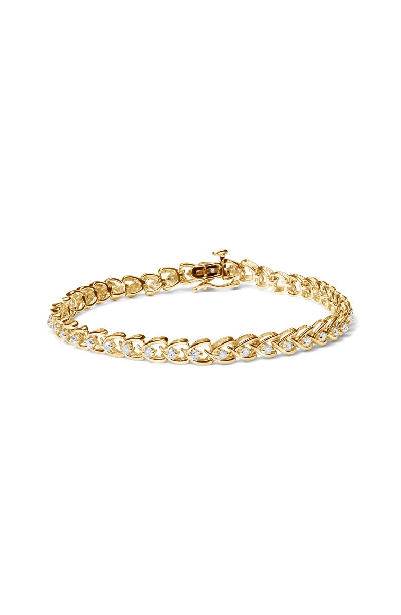Haus of Brilliance Silver 1.00 Cttw Diamond C-Shaped Link Bracelet, Main, color, Yellow Gold Over Silver