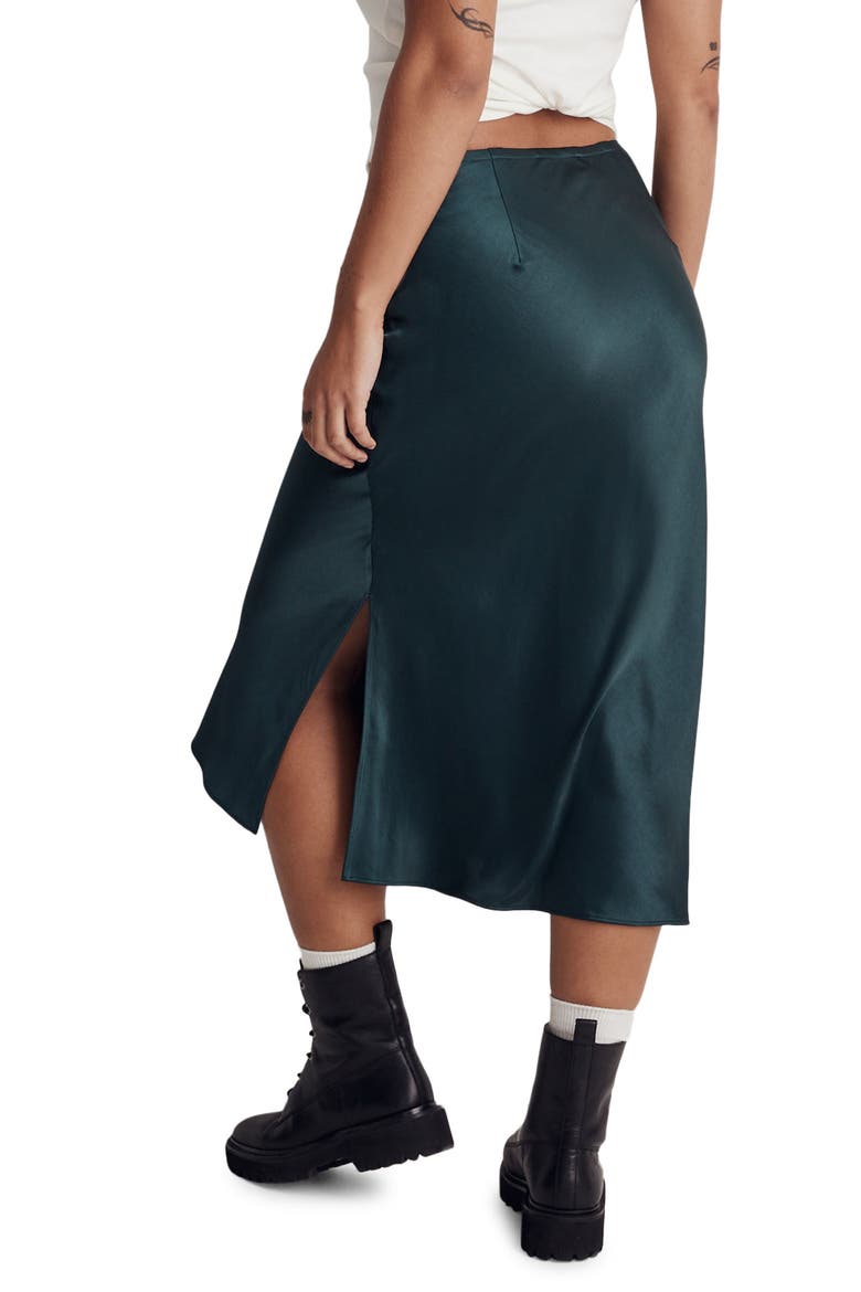 Drawstring Midi Slip Skirt, Alternate, color, SMOKY SPRUCE