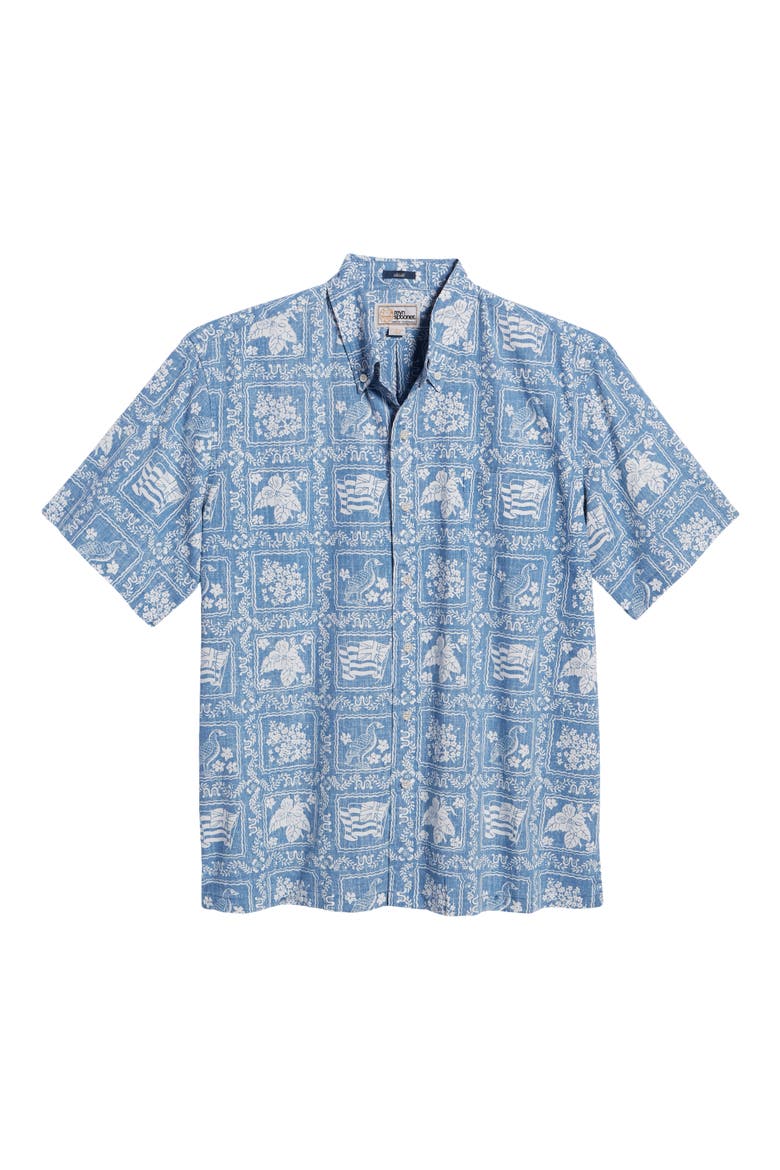Lahaina Sailor Classic Fit Short Sleeve Button-Down Sport Shirt, Alternate, color, DENIM