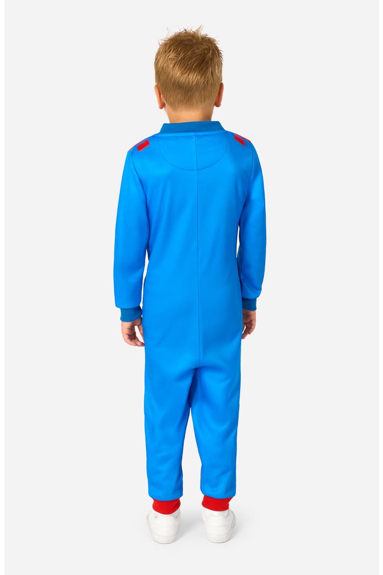 Kids' Superman One-Piece Hooded Jumpsuit, Alternate, color, BLUE