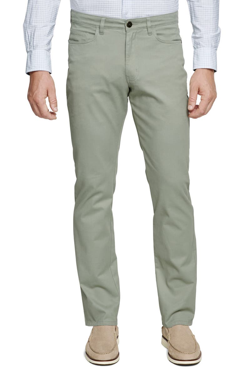 Johnston & Murphy Straight Leg Stretch Stretch Pima Cotton Pants, Main, color, Sage