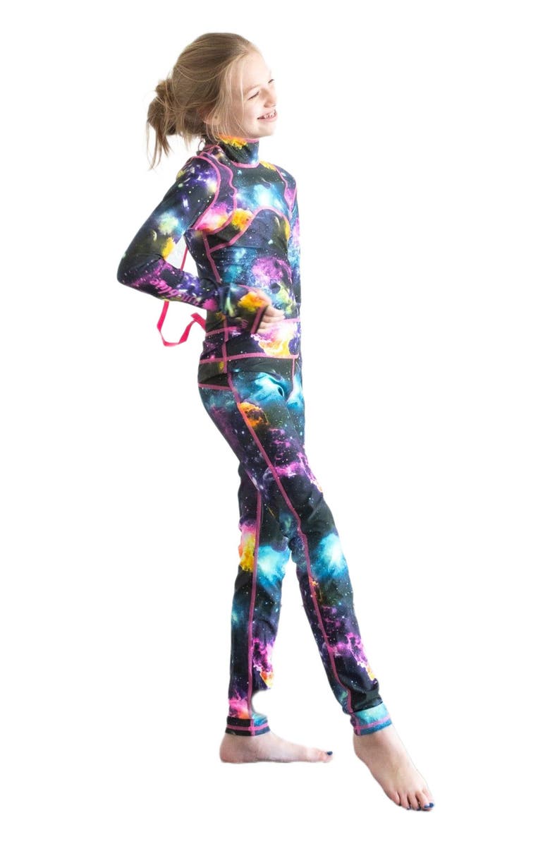 TUTUBLUE Girls' Full-Body One-Piece Swimsuit - UPF 50+, Alternate, color, Galaxy Nebula