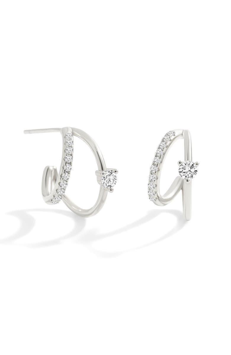Mint & Lily The Nova Double Hoop Earrings, Main, color, Sterling Silver / Zircon