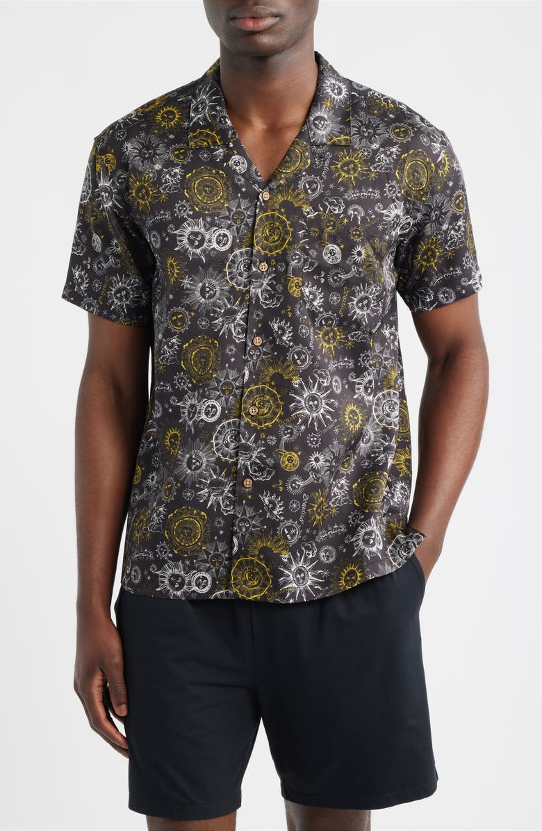 Boardies Sun Print Camp Shirt, Main, color, Black