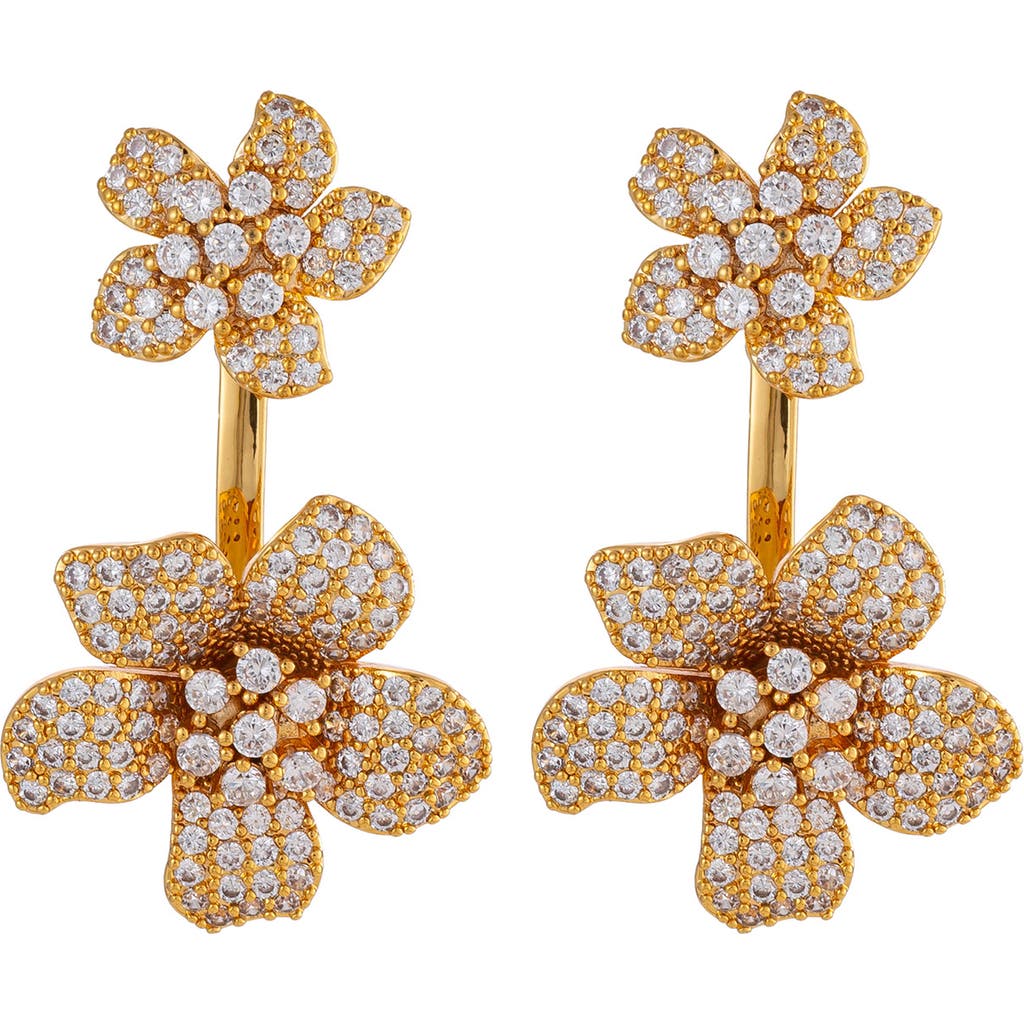 Eye Candy Los Angeles Cubic Zirconia Rose Drop Earrings In Gold
