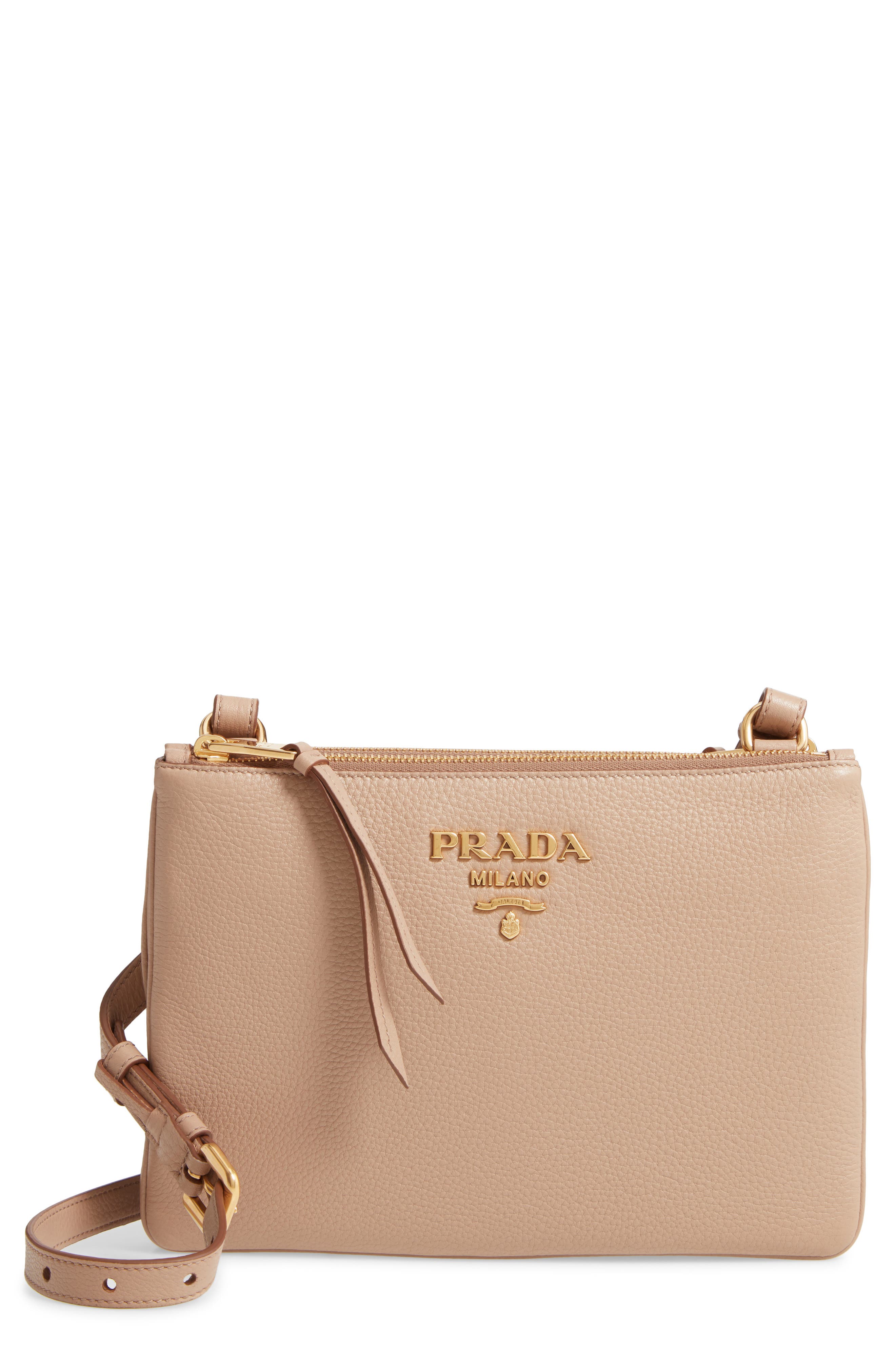Daino Double Compartment Leather Crossbody Bag, Main, color, CAMMEO