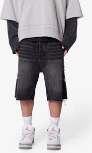 mnml Baggy Mojave Embellished Cutoff Denim Shorts