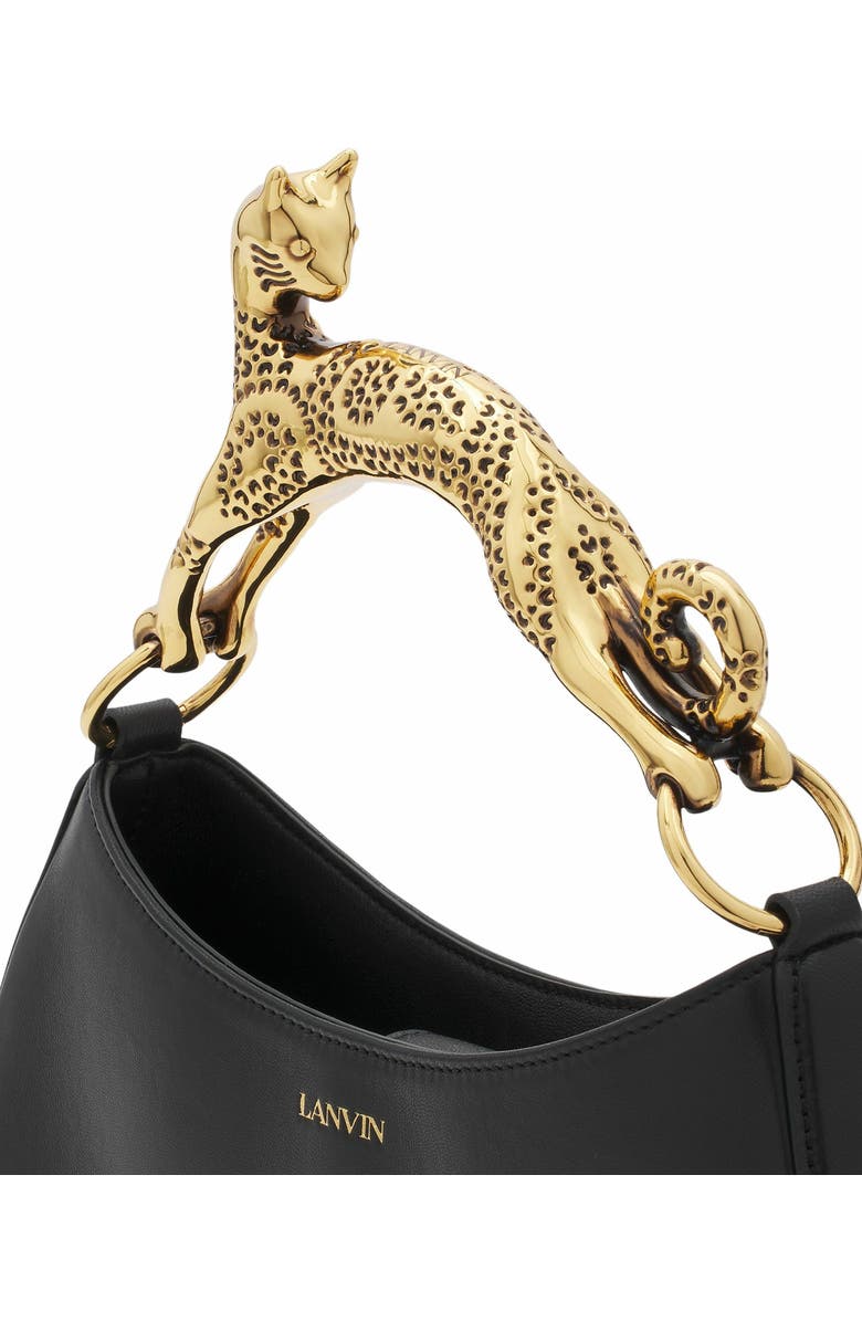 Lanvin Hobo Cat Leather Bag, Alternate, color, Black