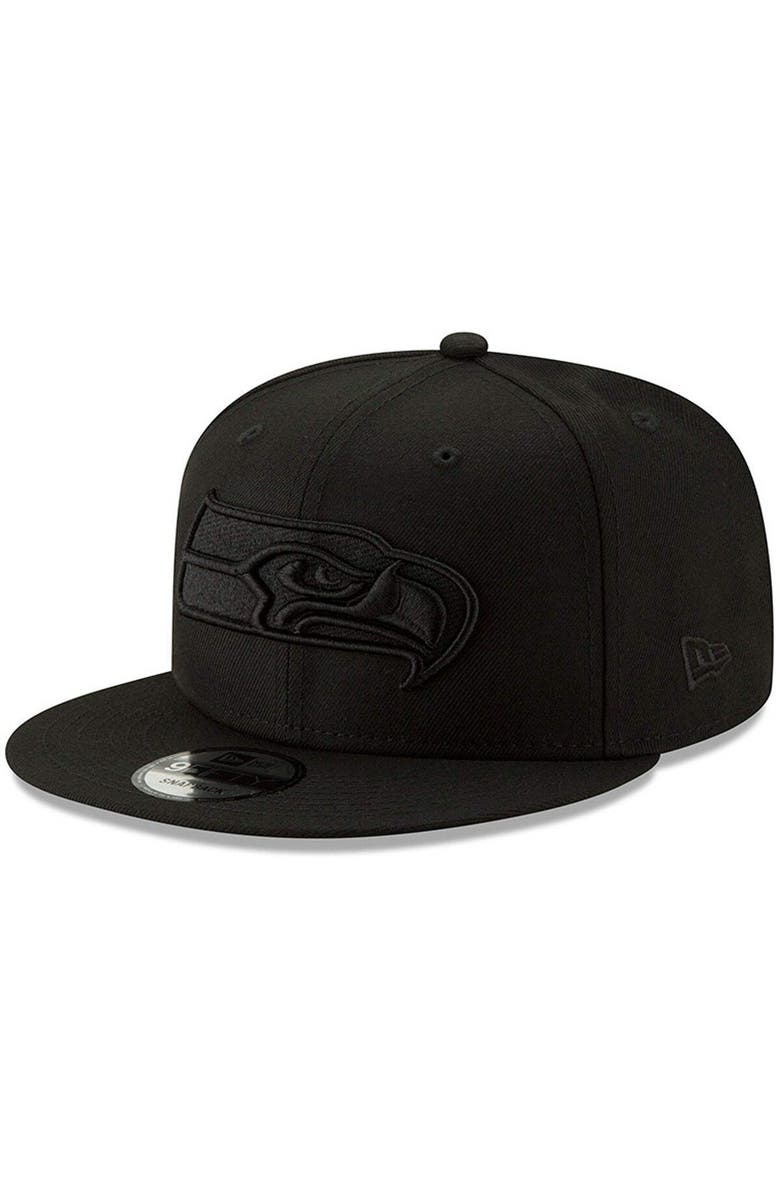 New Era Men's New Era Black Seattle Seahawks Black On Black 9FIFTY Adjustable Hat, Main, color,