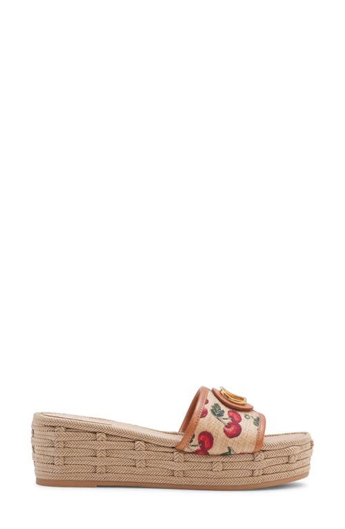 Valentino Vlogo Signature 60 Cherryfic Leather-trim Wedge Sandal In Naturale/rosso