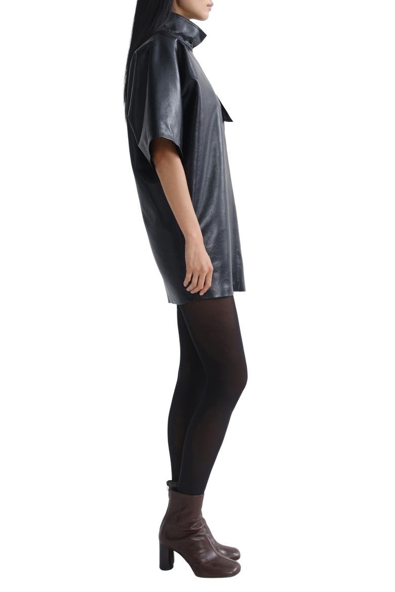 Kembra Recycled Leather Blend Shift Minidress, Alternate, color, DETOX BLACK