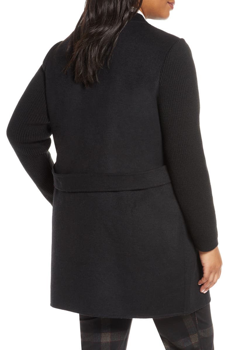 Kenneth Cole New York Knit Sleeve Wool Blend Coat, Alternate, color,