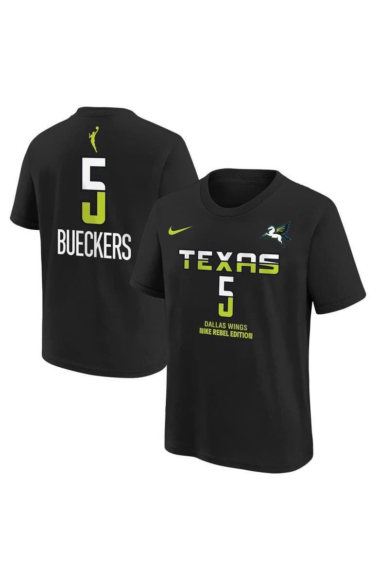 Nike Youth Nike Paige Bueckers Black Dallas Wings 2025 WNBA Draft Rebel Name & Number T-Shirt, Main, color, Black