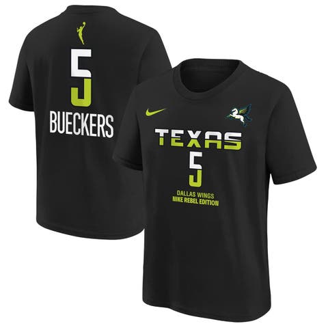 Youth Nike Paige Bueckers Black Dallas Wings 2025 WNBA Draft Rebel Name & Number T-Shirt