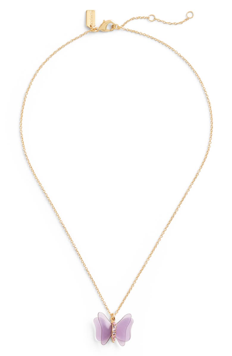 COACH Butterfly Pendant Necklace, Alternate, color, 