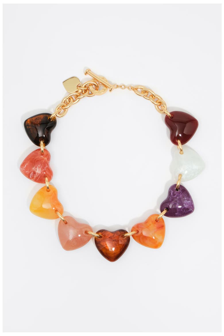 Resin Hearts Necklace, Main, color, BROWN
