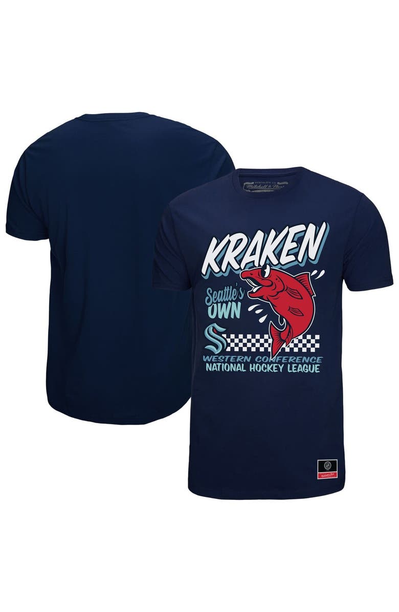 Mitchell & Ness Men's Mitchell & Ness Deep Sea Blue Seattle Kraken Local Food T-Shirt, Main, color, 