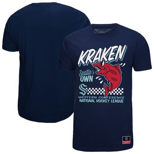 Mitchell & Ness Deep Sea Blue Seattle Kraken Local Food T-shirt