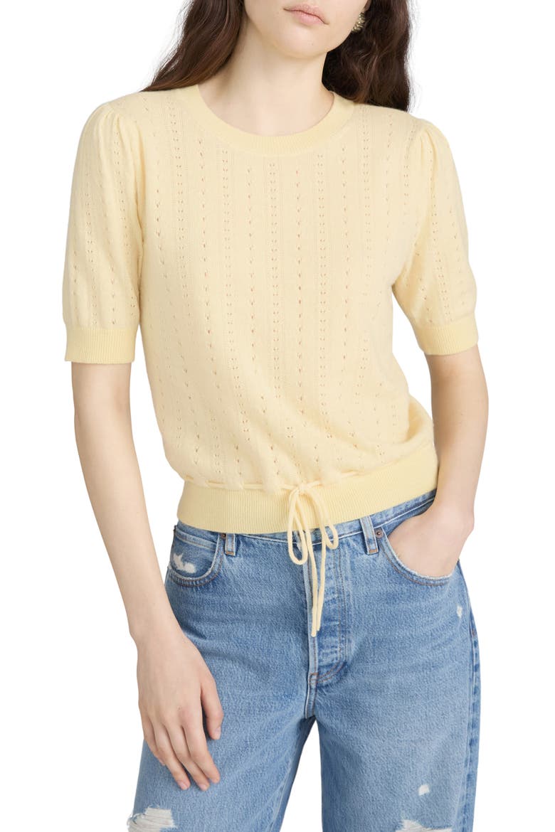 The Cashmere Charm Pointelle Sweater, Main, color, CANARY