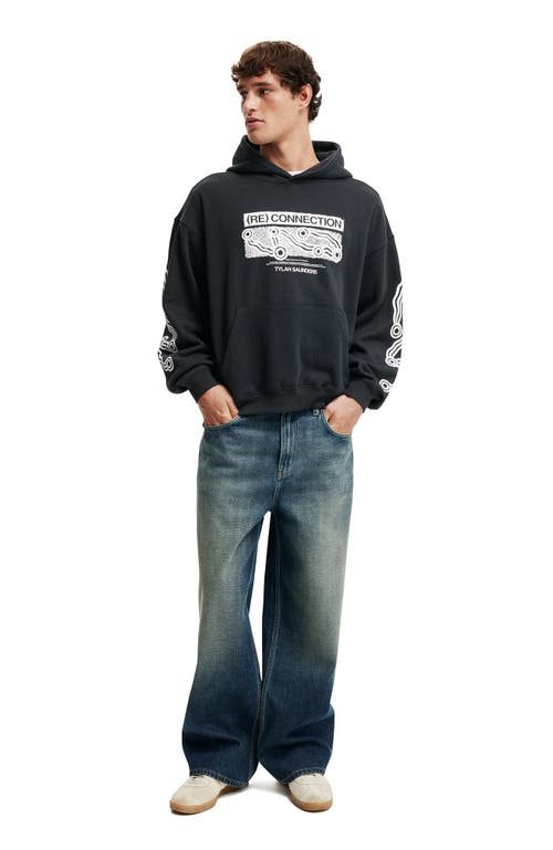 Cotton On Tylah Saunders Box Fit Hoodie In Washed Black Place Of