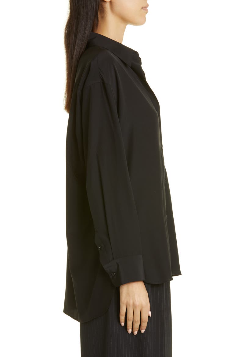 Julien Silk Button-Up Shirt, Alternate, color, BLACK
