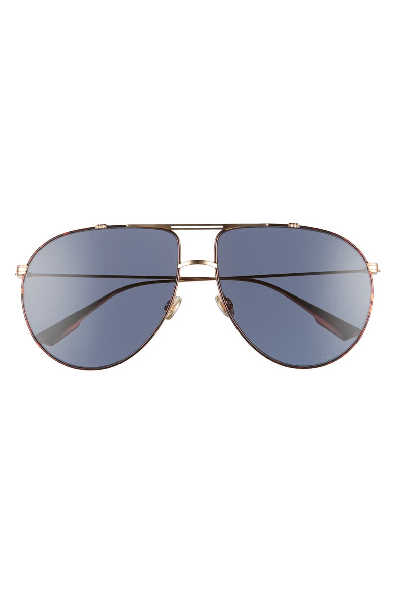 Christian Dior Monsieur 63mm Oversize Aviator Sunglasses, Alternate, color, GOLD HAVANA/ BLUE