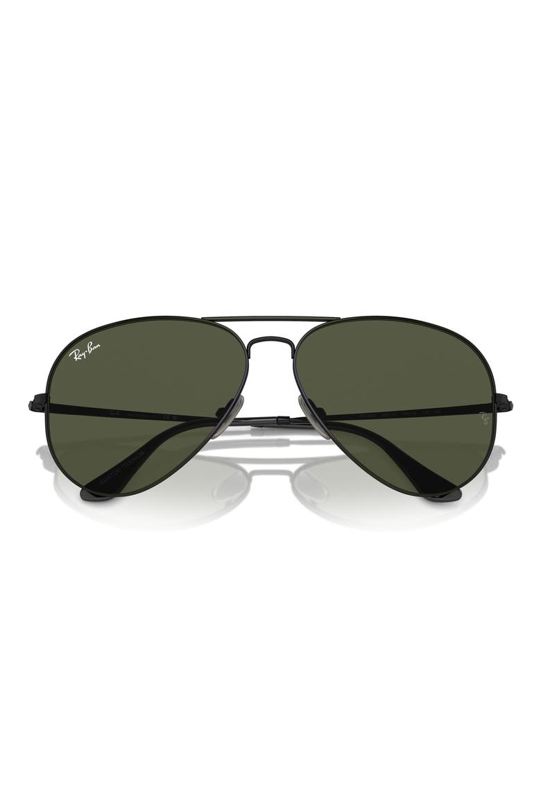 58mm Pilot Aviator Sunglasses, Main, color, BLACK