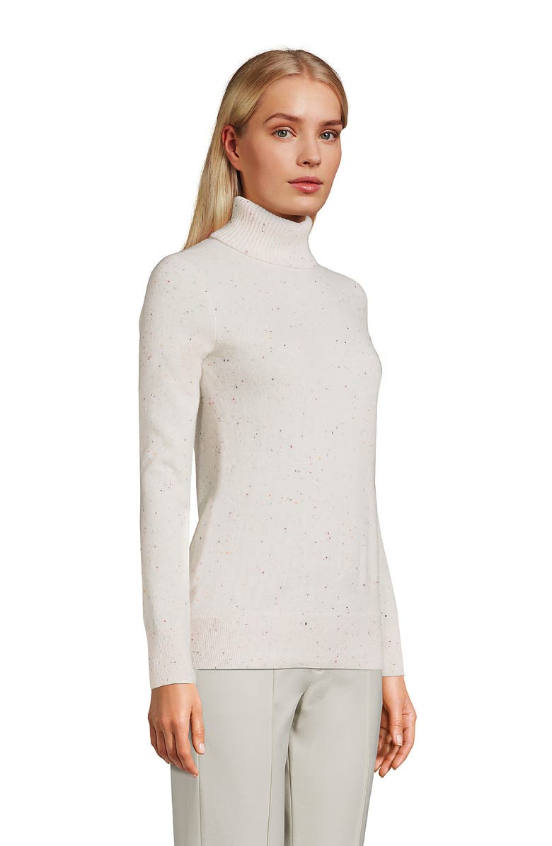 Lands' End Tall Cashmere Turtleneck Sweater, Alternate, color, Fresh Ivory Rainbow Donegal